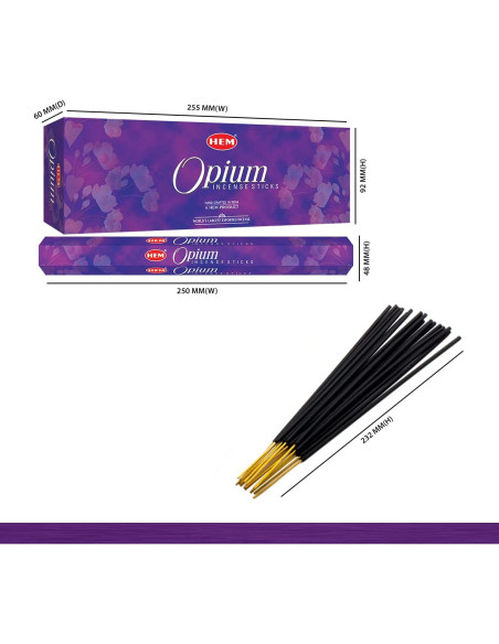 Varitas de Incienso HEM Opio - 120 Varitas, 20g, 22.86cm