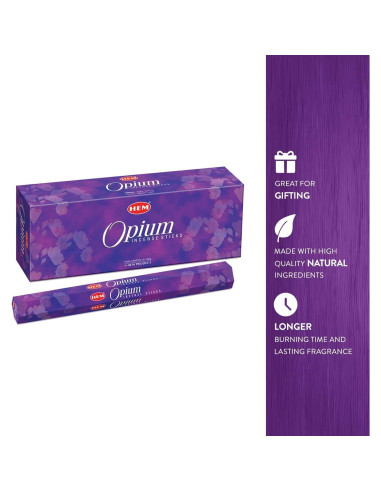 Varitas de Incienso HEM Opio - 120 Varitas, 20g, 22.86cm