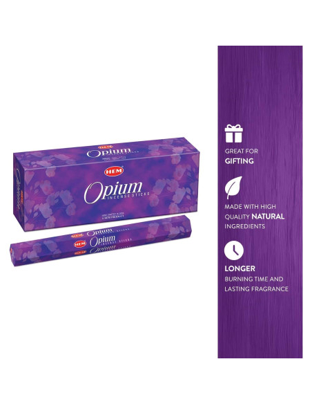 Varitas de Incienso HEM Opio - 120 Varitas, 20g, 22.86cm