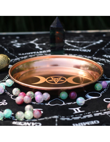 Plato de Ofrecimiento de Cobre Amitofo 13.2 cm Triple Luna