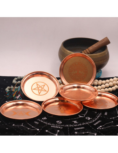 Plato de Ofrecimiento de Cobre Amitofo 13.2 cm Triple Luna
