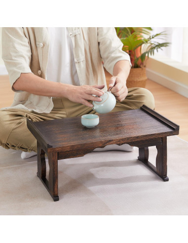 Mesa Baja Japonesa GZQWDC 50x30 cm Madera Plegable Café