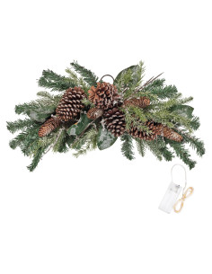 Adorno Navideño Iluminado Fuxdre 68.58 cm con Piña y Helecho