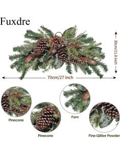 Adorno Navideño Iluminado Fuxdre 68.58 cm con Piña y Helecho 2