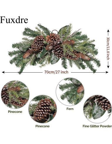 Adorno Navideño Iluminado Fuxdre 68.58 cm con Piña y Helecho