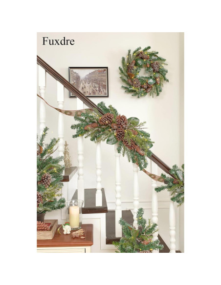 Adorno Navideño Iluminado Fuxdre 68.58 cm con Piña y Helecho