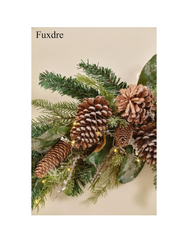 Adorno Navideño Iluminado Fuxdre 68.58 cm con Piña y Helecho