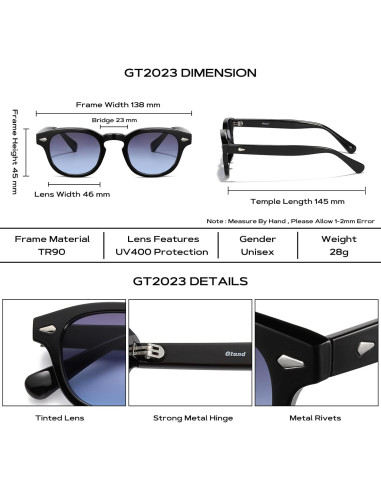 Gafas de Sol Gtand Unisex Retro 46mm UV400 Montura TR90