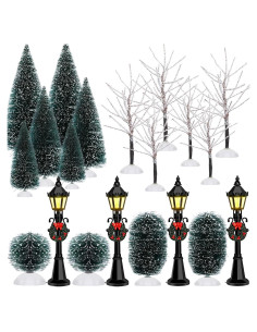 20 Piezas Mini Árboles de Navidad Coume con Farolas LED