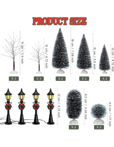 20 Piezas Mini Árboles de Navidad Coume con Farolas LED 2