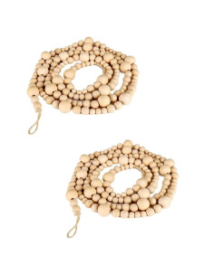 Guirnalda de Perlas de Madera CRTEPST 2 Pcs 2.2 Metros Decoración