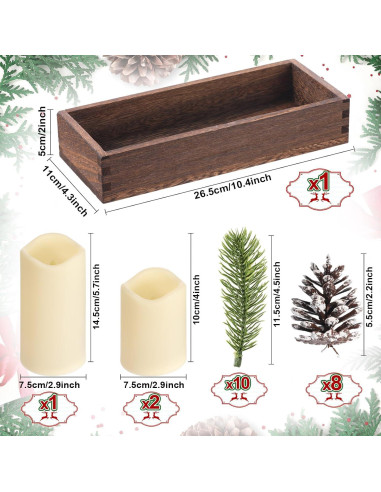 Juego de Centro de Mesa Navideño FairySandy 22 Piezas con Velas LED