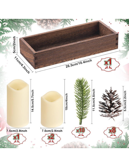 Juego de Centro de Mesa Navideño FairySandy 22 Piezas con Velas LED