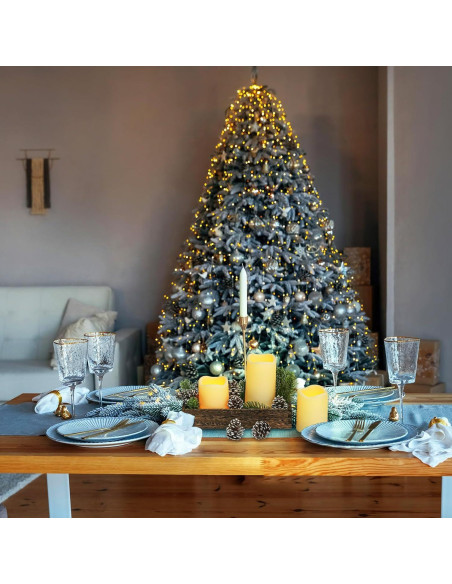 Juego de Centro de Mesa Navideño FairySandy 22 Piezas con Velas LED