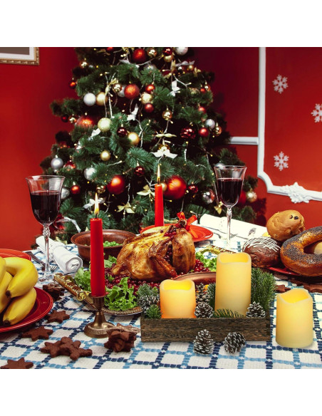 Juego de Centro de Mesa Navideño FairySandy 22 Piezas con Velas LED