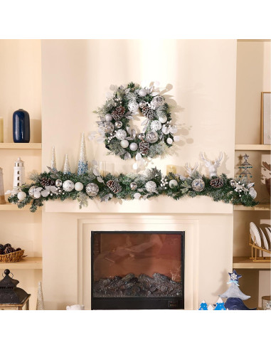 Guirnalda Navideña Preiluminada Valery Madelyn 1.83m con Piñas