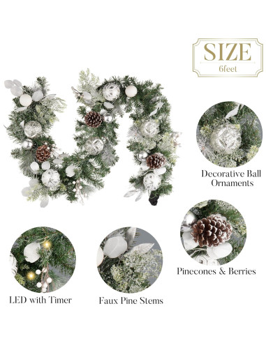 Guirnalda Navideña Preiluminada Valery Madelyn 1.83m con Piñas
