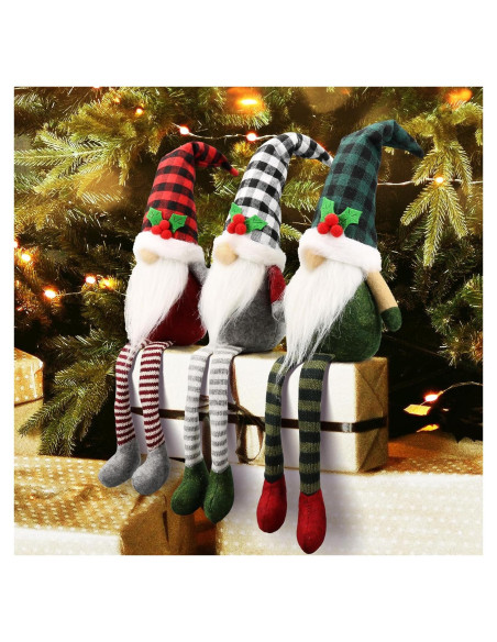 3 Gnomos de Navidad de Peluche Teeker - Decoración Festiva