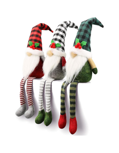 3 Gnomos de Navidad de Peluche Teeker - Decoración Festiva