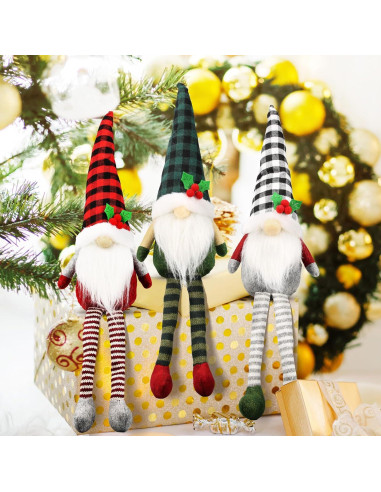 3 Gnomos de Navidad de Peluche Teeker - Decoración Festiva