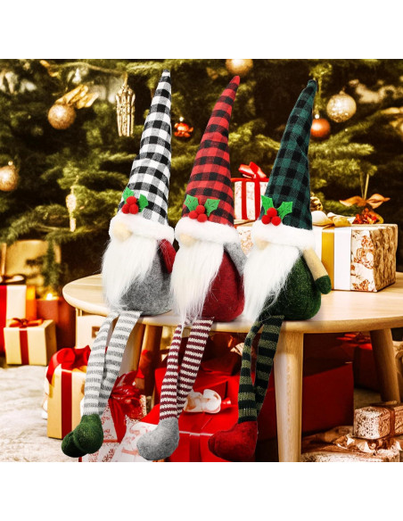 3 Gnomos de Navidad de Peluche Teeker - Decoración Festiva