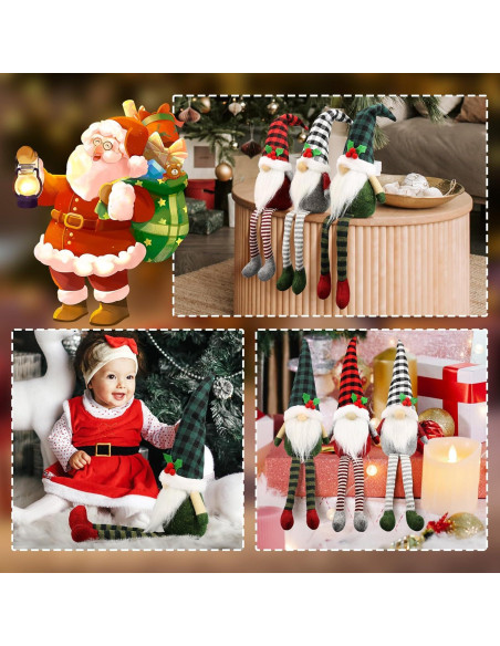 3 Gnomos de Navidad de Peluche Teeker - Decoración Festiva