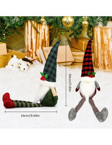 3 Gnomos de Navidad de Peluche Teeker - Decoración Festiva