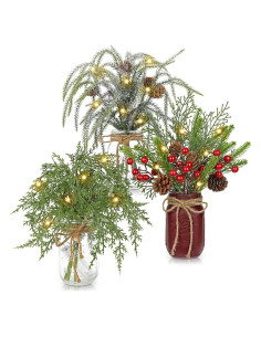 Centros de Mesa Navideños Villa Como con Luces LED - 3 Pack