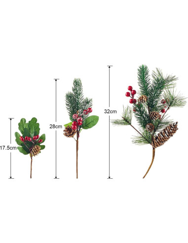 Yixiang 12 Picos Navideños Artificiales con Berries Rojas