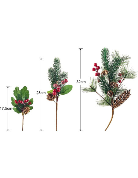 Yixiang 12 Picos Navideños Artificiales con Berries Rojas