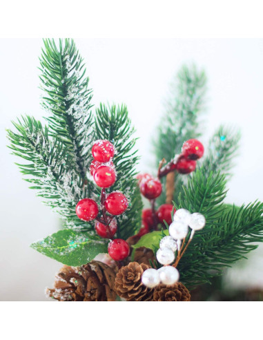 Yixiang 12 Picos Navideños Artificiales con Berries Rojas