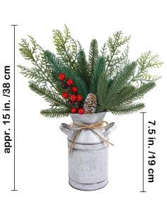 Centro de Mesa Navideño Winlyn Jarrón de Metal Rústico 38 cm 2