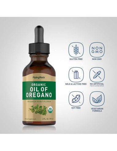 Aceite de Orégano Orgánico Piping Rock 59 ml - Suplemento Herbal