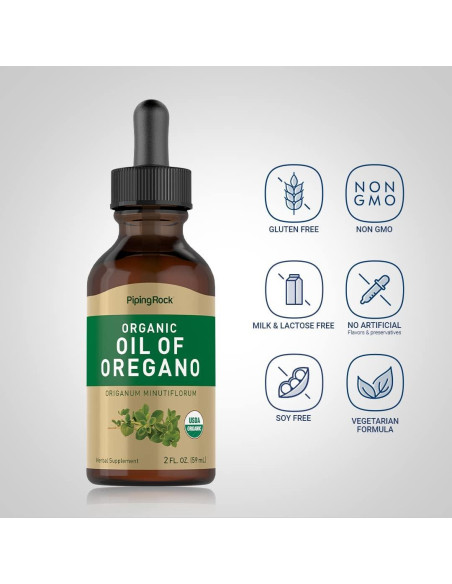Aceite de Orégano Orgánico Piping Rock 59 ml - Suplemento Herbal