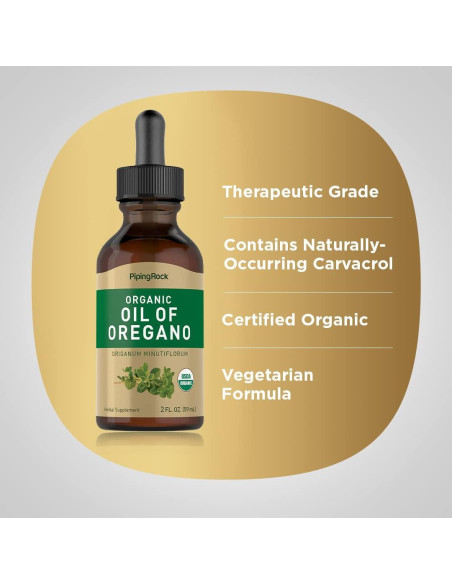 Aceite de Orégano Orgánico Piping Rock 59 ml - Suplemento Herbal