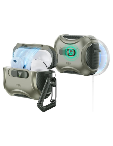 Funda de AirPods Pro 3 ESR Verde Militar con MagSafe y Protección