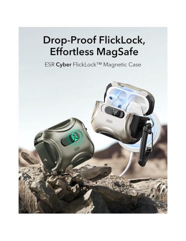 Funda de AirPods Pro 3 ESR Verde Militar con MagSafe y Protección