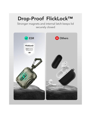 Funda de AirPods Pro 3 ESR Verde Militar con MagSafe y Protección