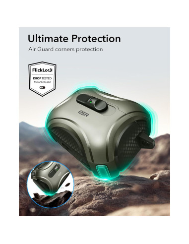 Funda de AirPods Pro 3 ESR Verde Militar con MagSafe y Protección