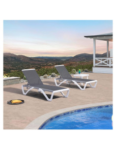 Juego de 2 Sillas Reclinables y Mesa Purple Leaf Gris