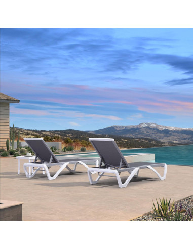 Juego de 2 Sillas Reclinables y Mesa Purple Leaf Gris