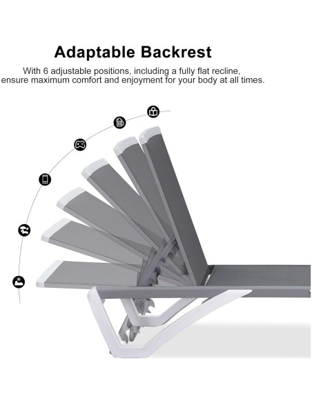 Juego de 2 Sillas Reclinables y Mesa Purple Leaf Gris