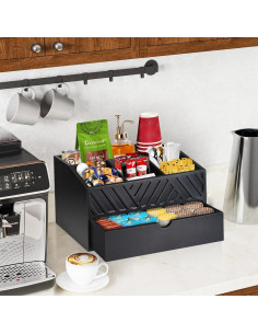 Organizador de Bar de Café Ugiftt de Madera con Cajón y Soporte 2