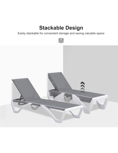 Juego de 2 Sillas Reclinables y Mesa Purple Leaf Gris