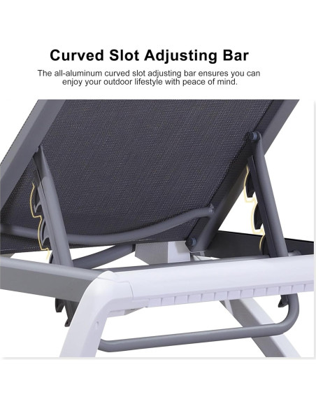 Juego de 2 Sillas Reclinables y Mesa Purple Leaf Gris