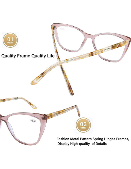 Gafas de Lectura AQWANO Vintage Gato Ojo 2.75x Bloqueo Luz Azul Gafas de Lectura AQWANO Vintage Gato Ojo 2.75x Bloqueo Luz Azul