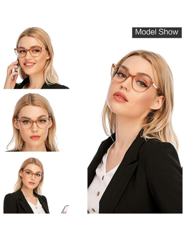 Gafas de Lectura AQWANO Vintage Gato Ojo 2.75x Bloqueo Luz Azul