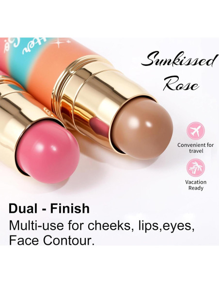 Paleta de Rubor y Bronceador SPRINGSKY 2 en 1 Cremosa Rosa Bronceado