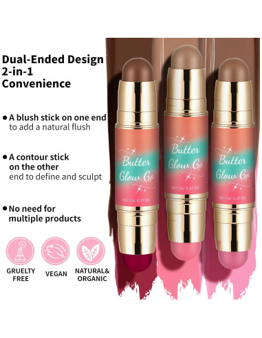 Paleta de Rubor y Bronceador SPRINGSKY 2 en 1 Cremosa Rosa Bronceado