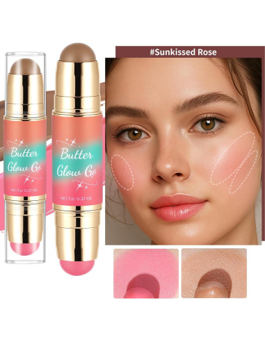 Paleta de Rubor y Bronceador SPRINGSKY 2 en 1 Cremosa Rosa Bronceado